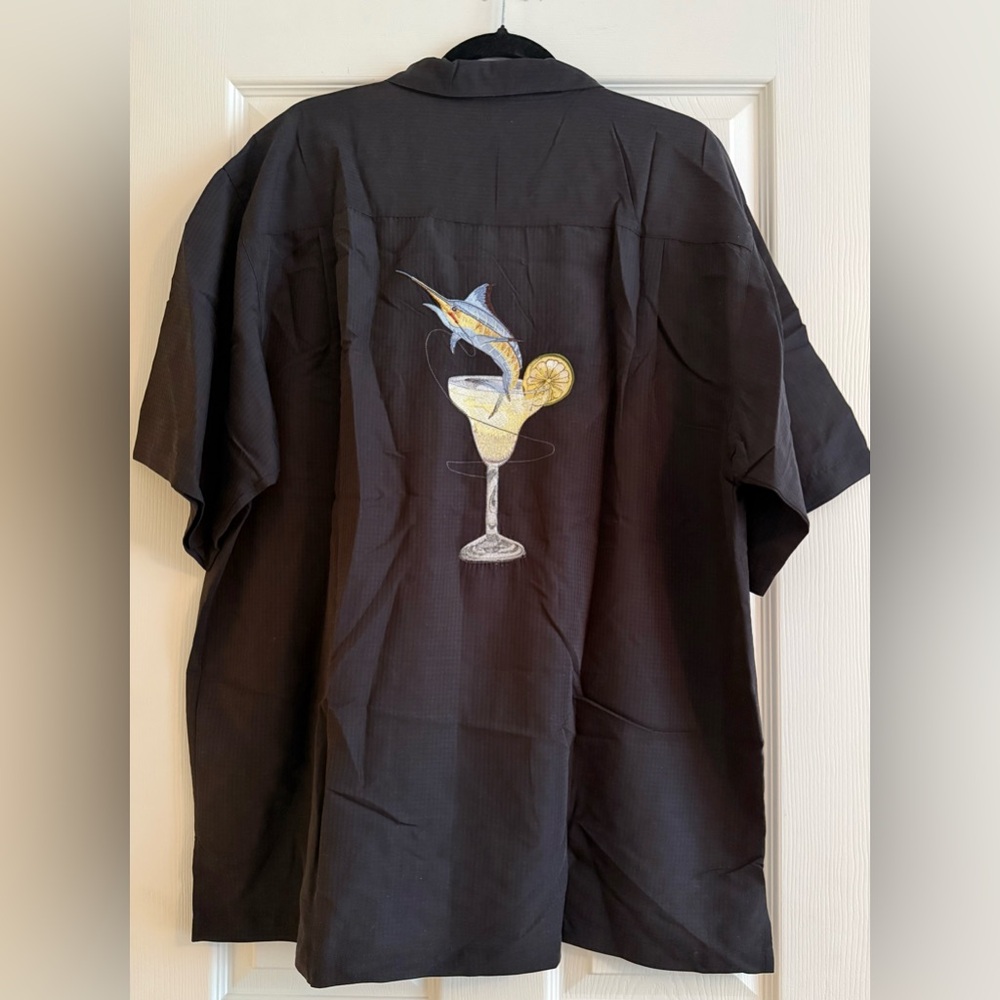 Hook & Tackle Black Short Sleeve XL Shirt with Embroidered Design